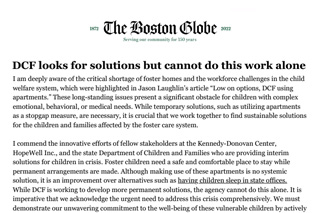 Letter to the Editor: DCF looks for solutions but cannot do this work alone